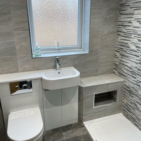 walk in shower sink toilet tiles