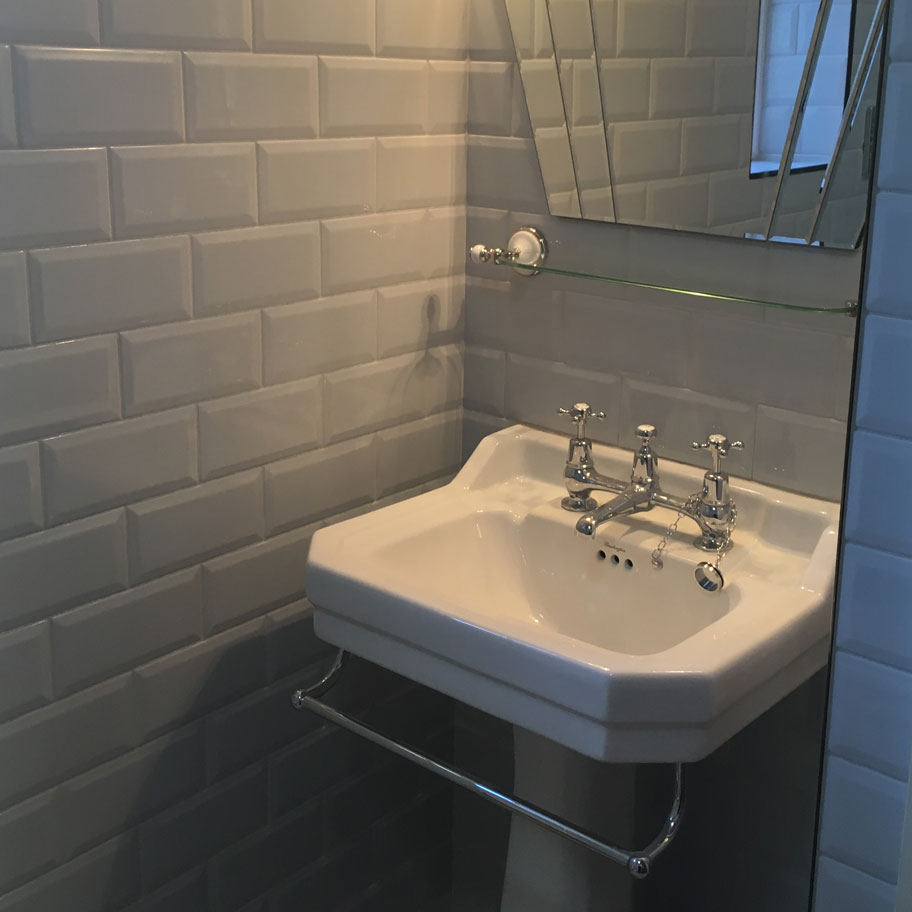 bathroom sink mirror tiles lighting