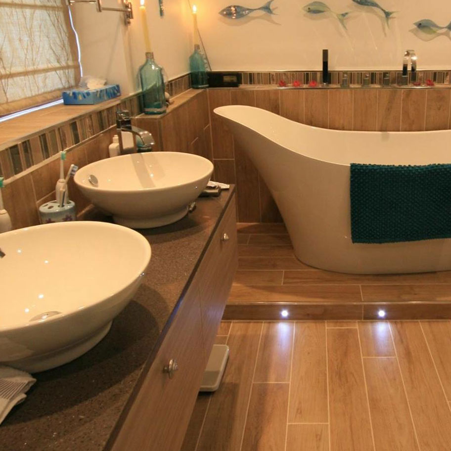 bath twin sinks lighting