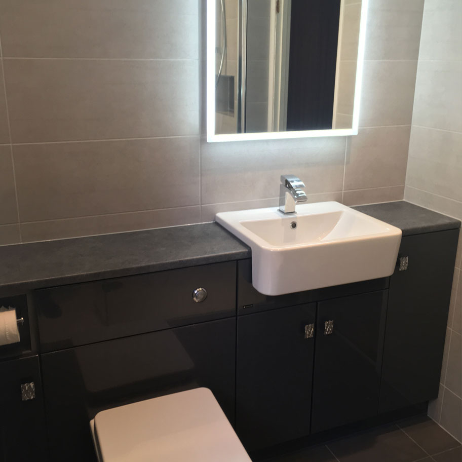 bathroom tiles sink toilet illuminated mirror