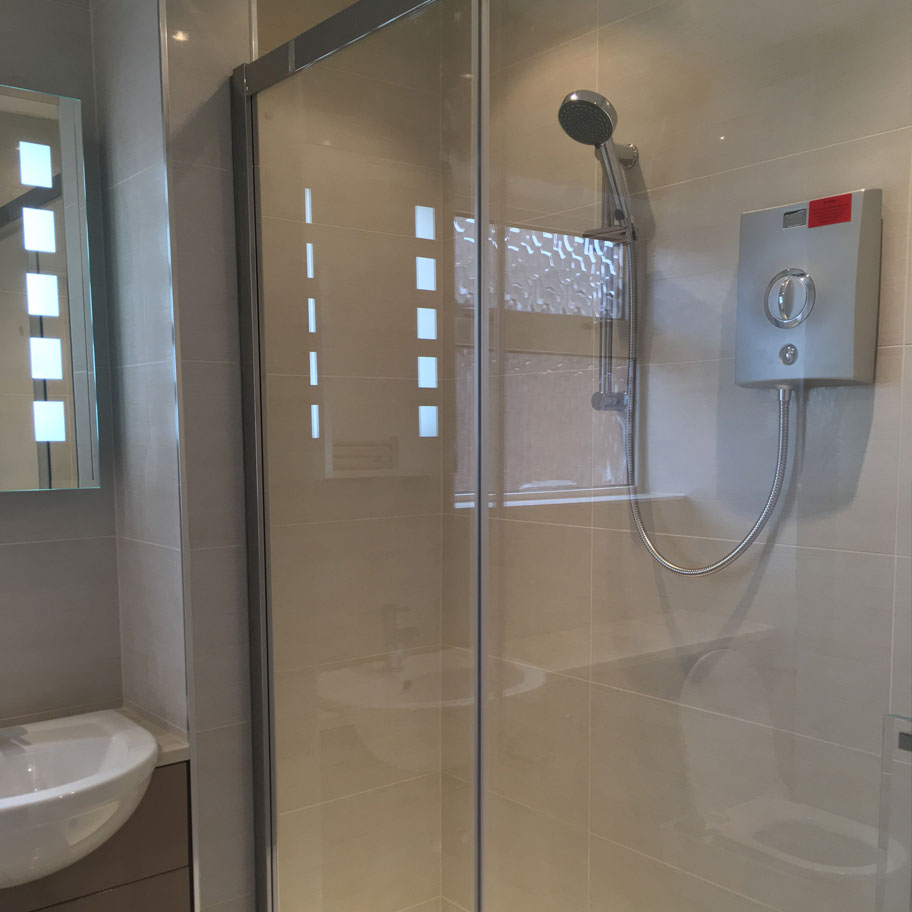 shower enclosure tiles sink