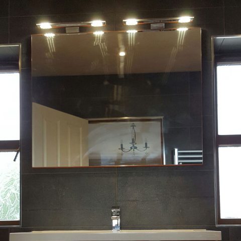 bathroom sink tiles mirror lighting