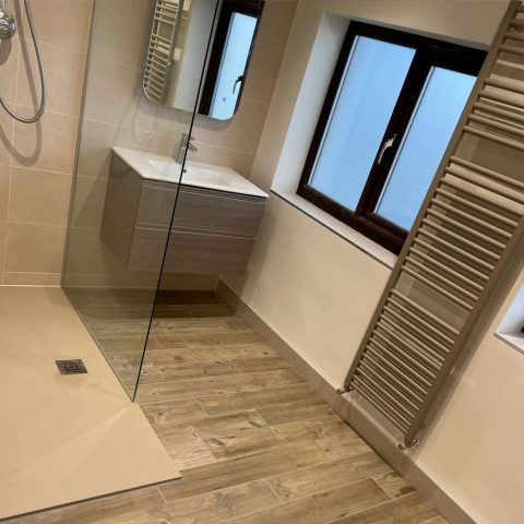 walk in shower sink radiator tiles