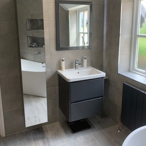 bathroom tiles sink toilet mirror