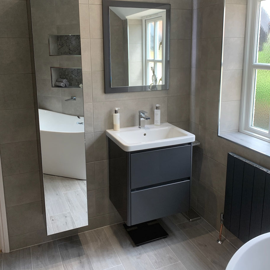 bathroom tiles sink toilet mirror