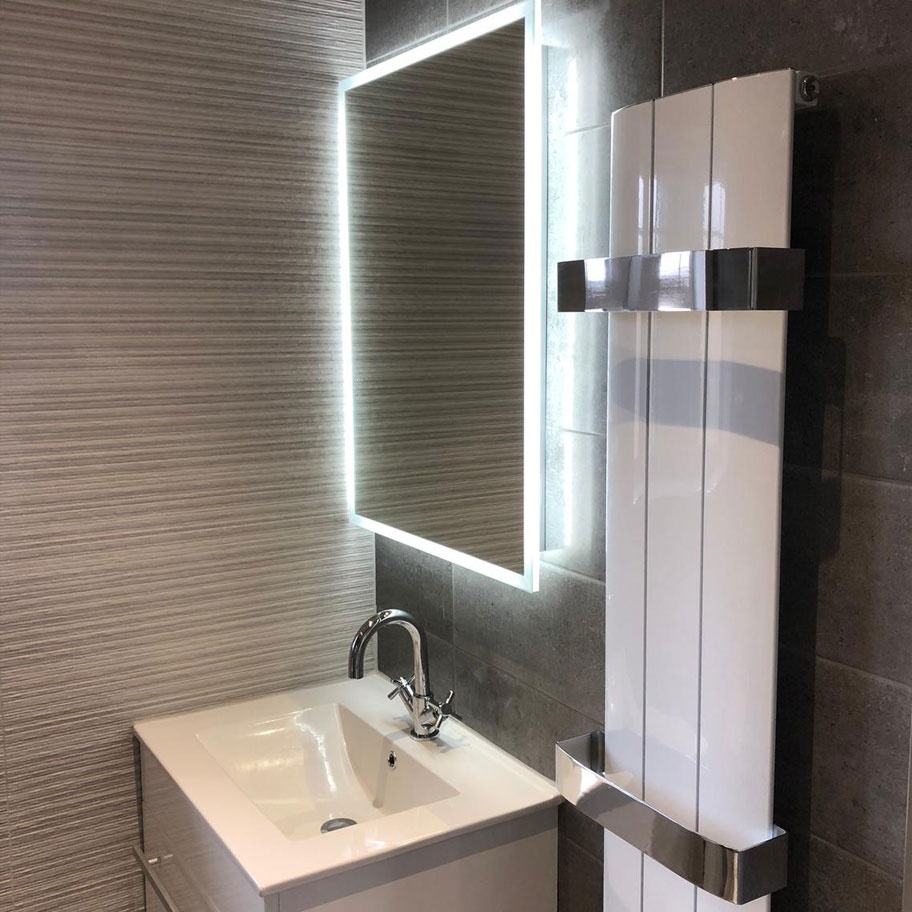 bathroom sink illuminated mirror radiator