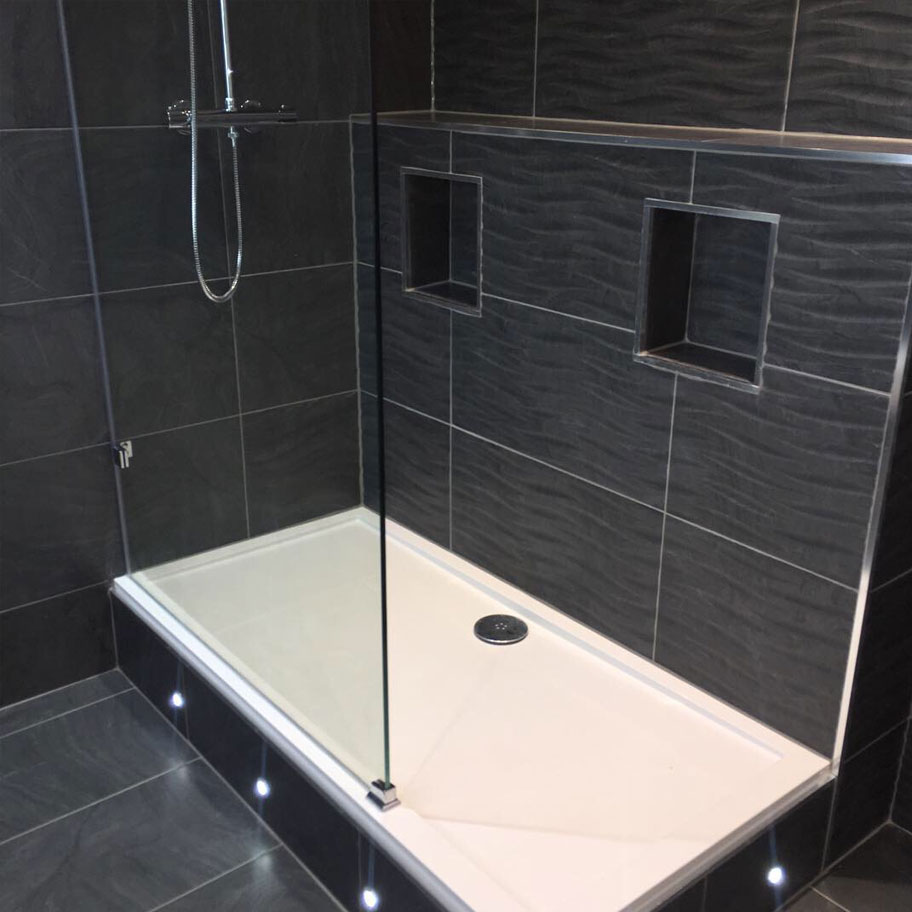 walk in shower tiles lighting