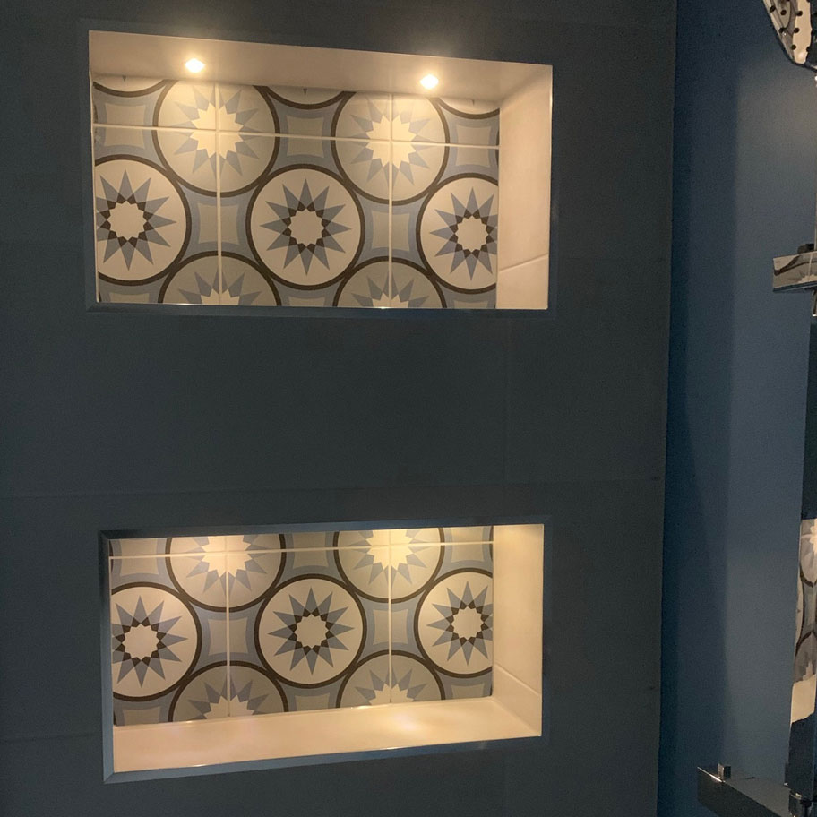 walk in shower tiling